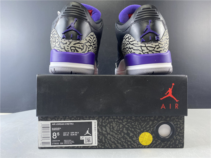 air jordan 3 retro black court purple ct8532-050