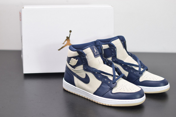 air jordan 1 retro premium midnight navy light cream aq9131-401