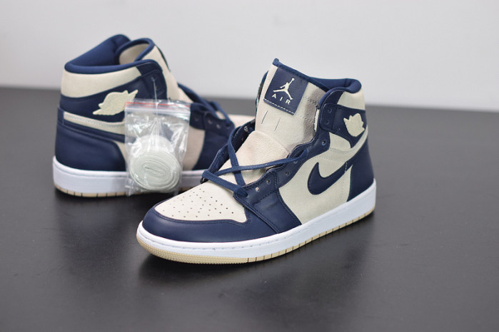 air jordan 1 retro premium midnight navy light cream aq9131-401