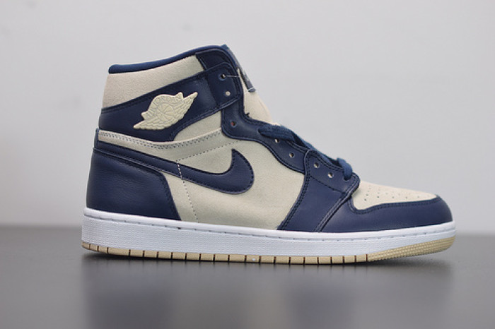 air jordan 1 retro premium midnight navy light cream aq9131-401