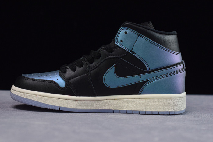 air jordan 1 mid iridescent black bq6472-009
