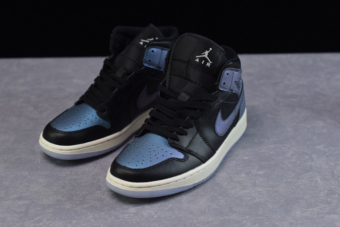 air jordan 1 mid iridescent black bq6472-009