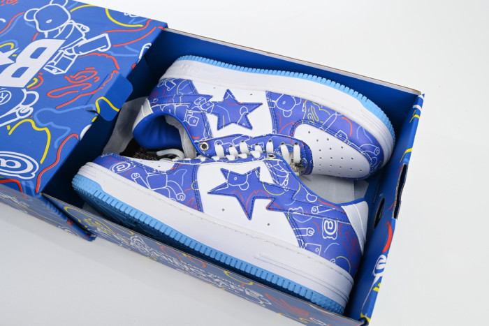 bape sta to low black blue color spray painting