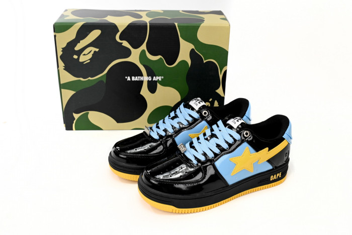bape sta to low black, blue, and yellow