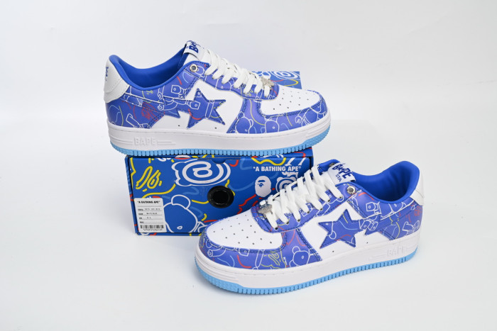 bape sta to low black blue color spray painting