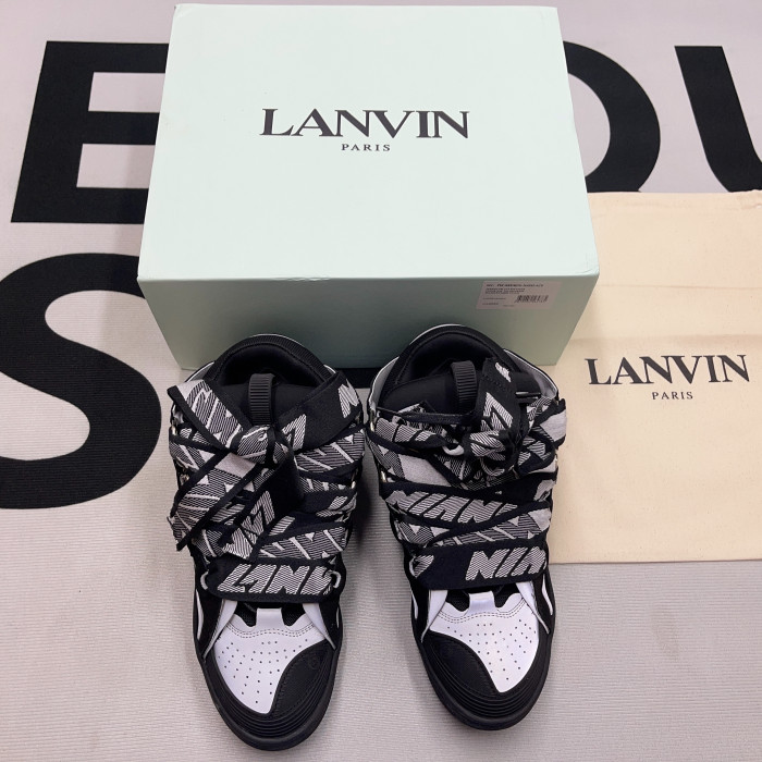 lanvin leather curb black grey