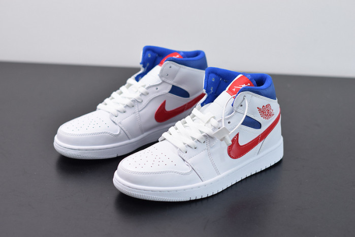 air jordan 1 mid white red royal bq6472-164