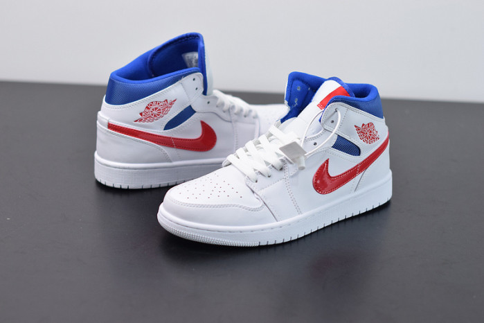 air jordan 1 mid white red royal bq6472-164