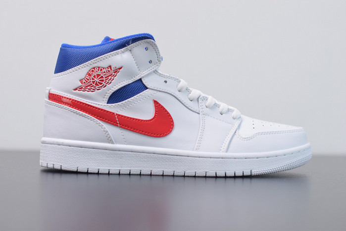 air jordan 1 mid white red royal bq6472-164