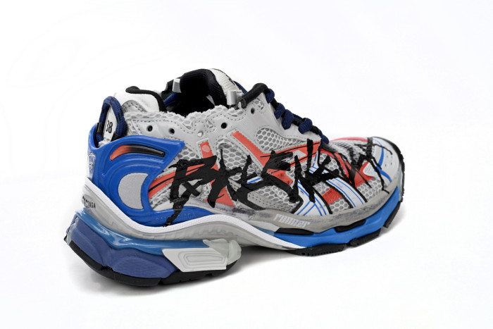 balcia runner white and blue printing Ba*len*cia*ga