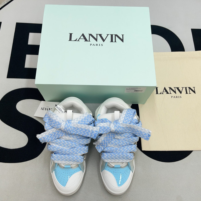 lanvin leather curb white light blue