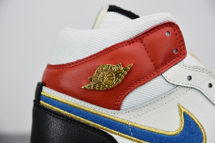 air jordan 1 mid sail red black blue dc1426-100