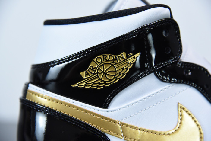 air jordan 1 mid patent black white gold 852542-007