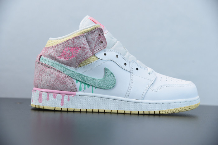 air jordan 1 mid gs paint drip dd1666-100