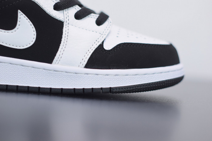 air jordan 1 mid white black (gs) 554725-113