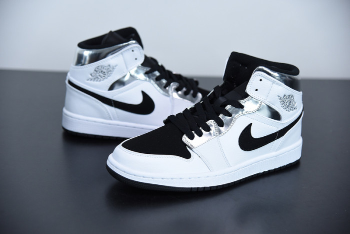 air jordan 1 mid white silver 554724-121