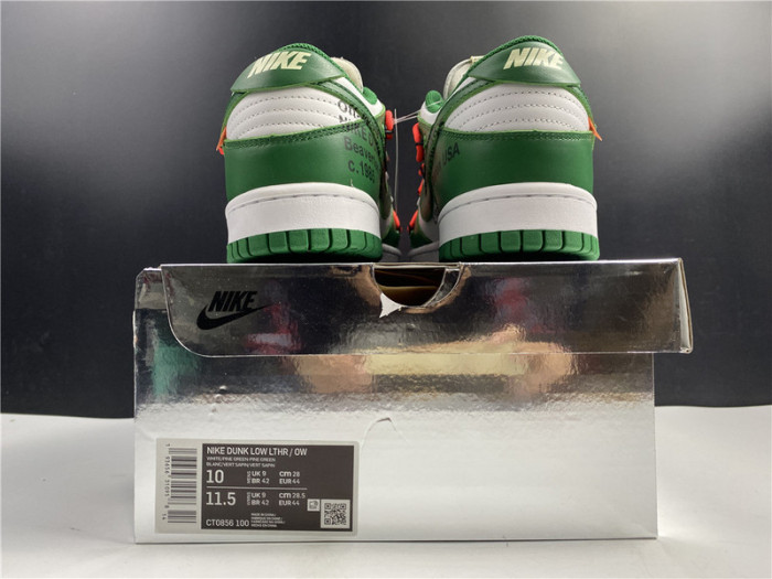 nike dunk low off-white pine green ct0856-100