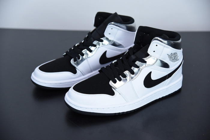 air jordan 1 mid white silver 554724-121