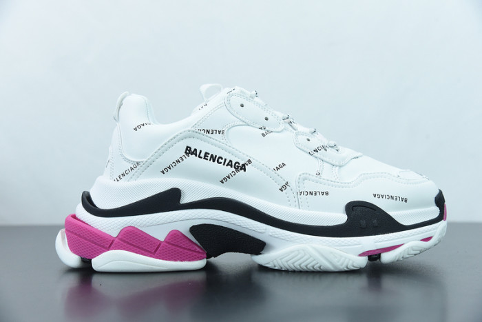 balcia triple s all over logo white pink sneaker