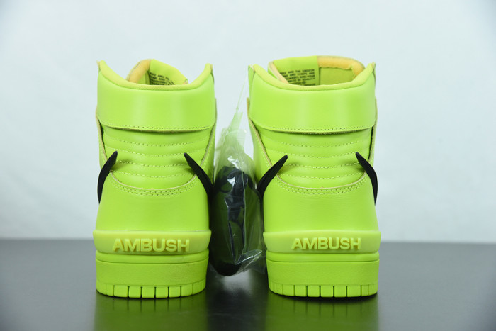 ambush x nike dunk high “flash lime” cu7544-300