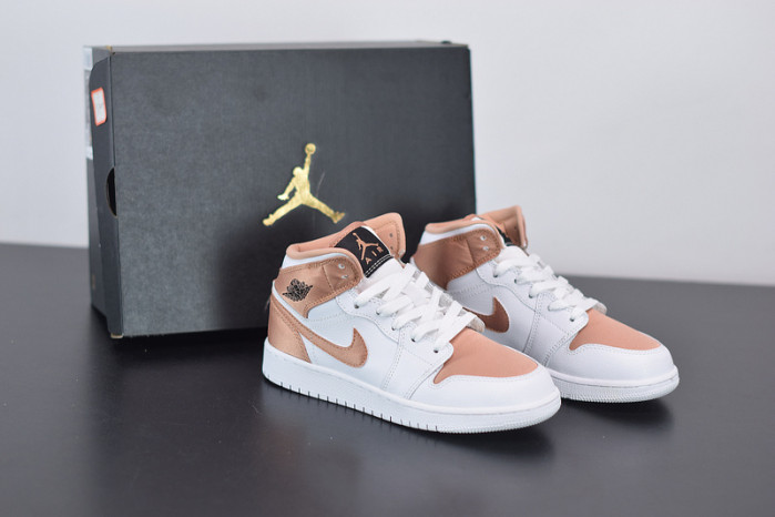 air jordan 1 mid white rose gold 555112-190