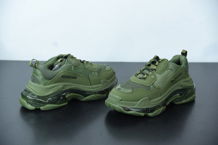 balcia triple s sneaker clear sole dark green