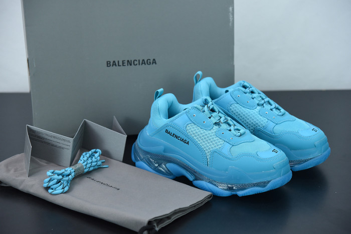 balcia triple s sneaker clear sole teal blue