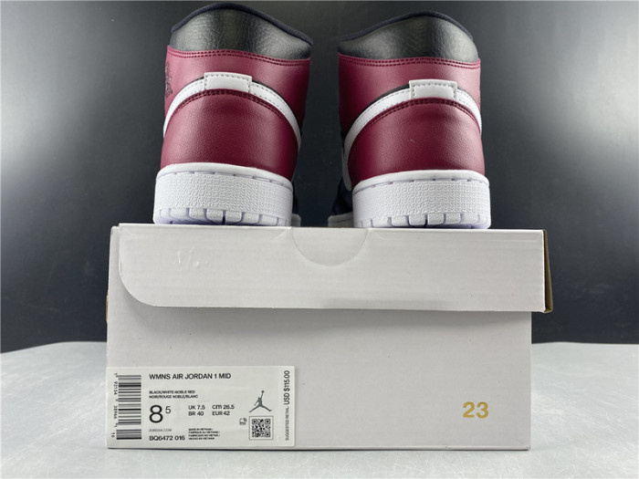 air jordan 1 mid black noble red bq6472-016