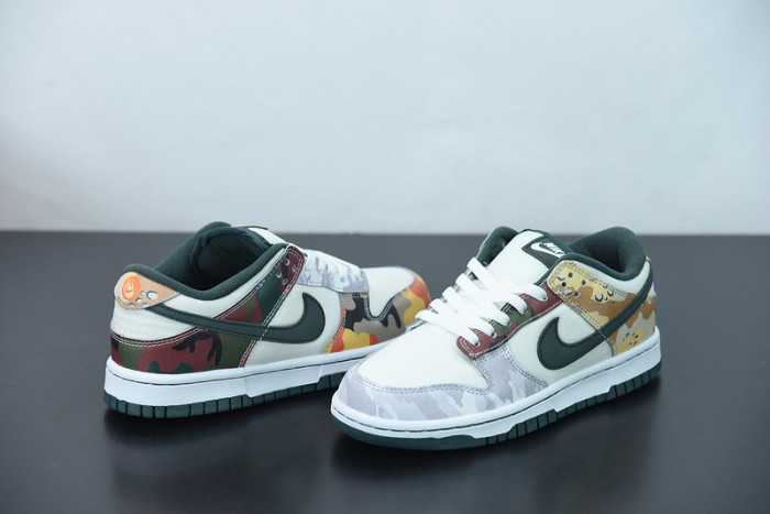 nike dunk low sail multi camo dh0957-100