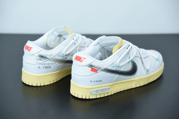 off white nike dunk low 01 of 50 ow white metallic silver dm1602-127