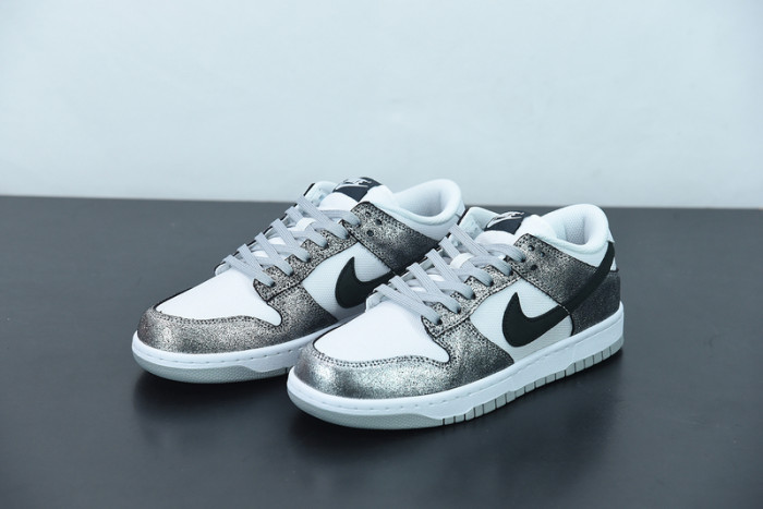 nike dunk low features silver cracked leather do5882-001