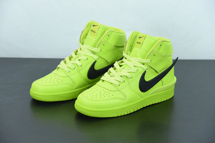 ambush x nike dunk high “flash lime” cu7544-300