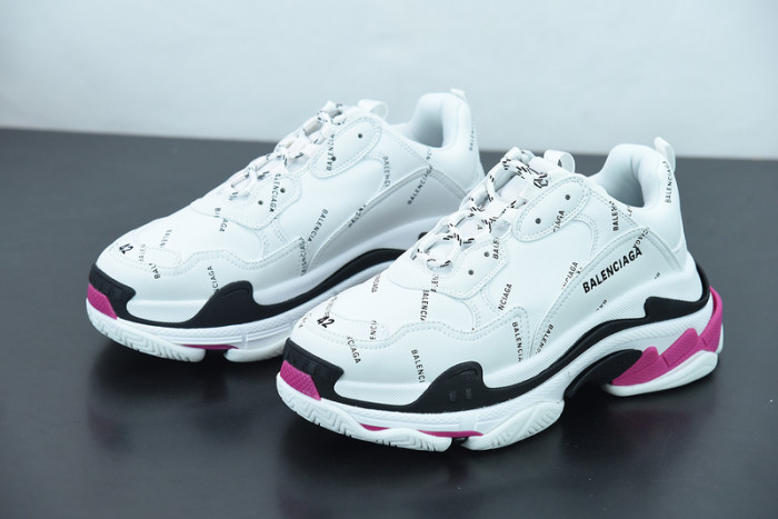 balcia triple s all over logo white pink sneaker