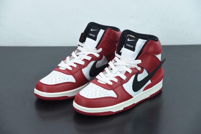ambush x nike sb dunk high varsity red black white cu7544-102