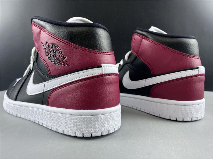 air jordan 1 mid black noble red bq6472-016