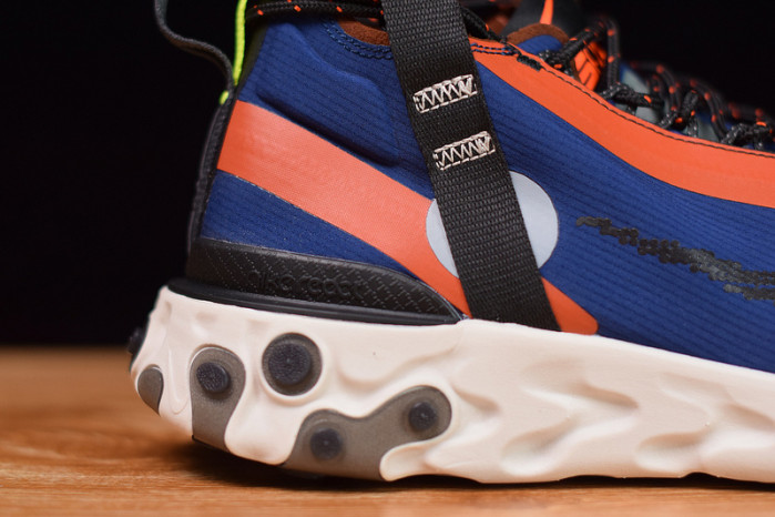 nike react runner mid wr ispa blue void team orange at3143-400