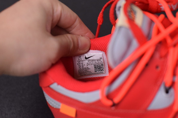 nike dunk low off white university red ct0856-600