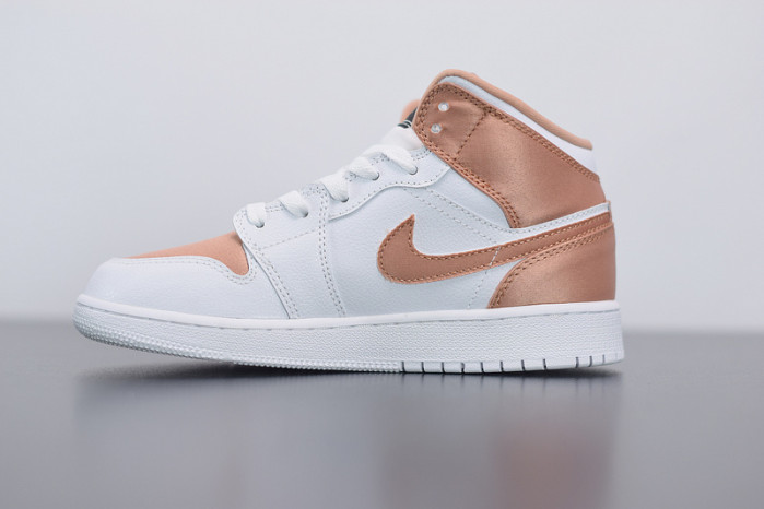 air jordan 1 mid white rose gold 555112-190