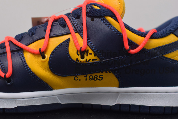 nike dunk low off-white university gold midnight navy ct0856-700