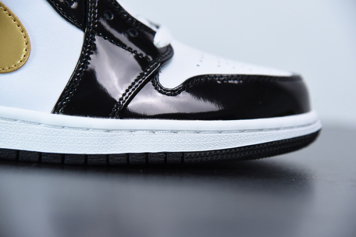 air jordan 1 mid patent black white gold 852542-007