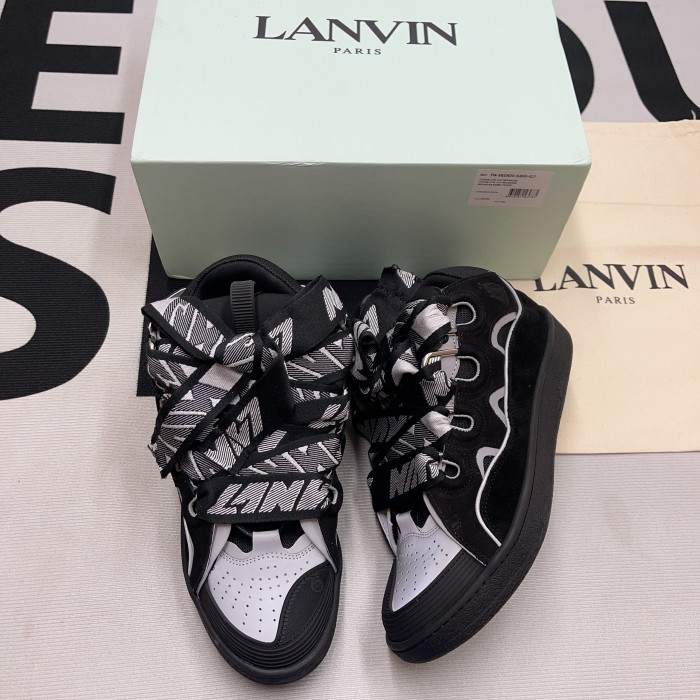 lanvin leather curb black grey