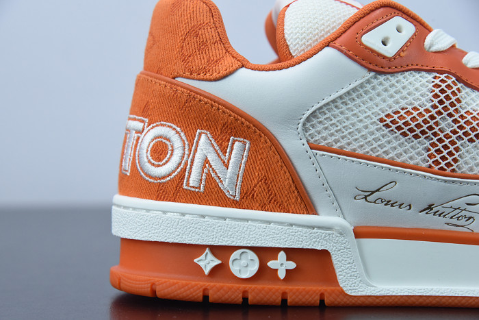lv sneakers trainer monogram denim orange