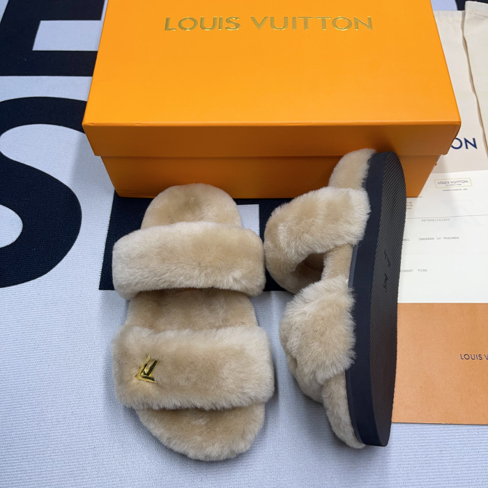 lv slide lady women slippers brown