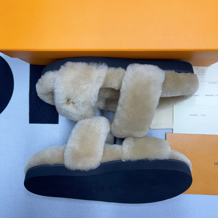 lv slide lady women slippers brown