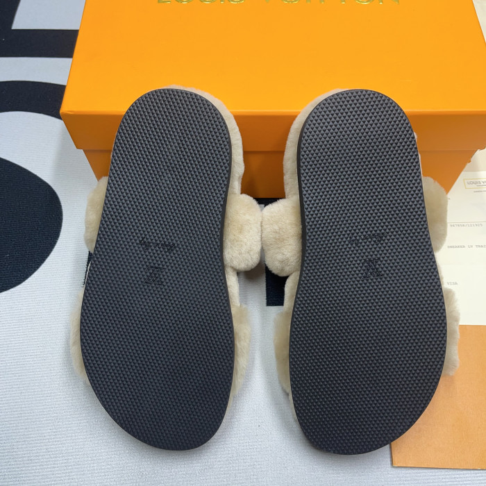 lv slide lady women slippers brown