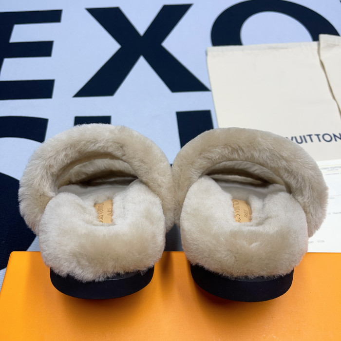 lv slide lady women slippers brown