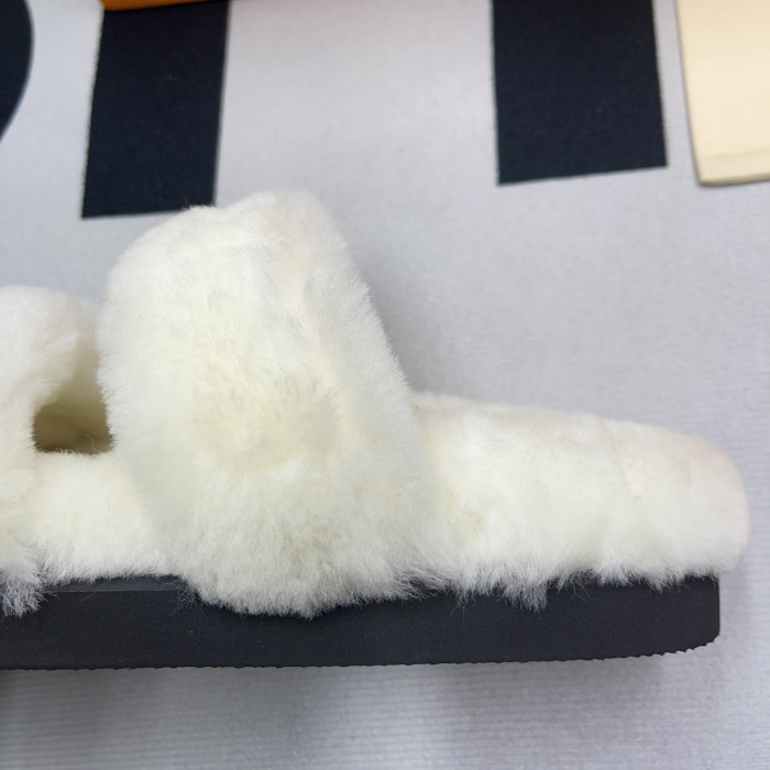 lv slide lady women slippers white